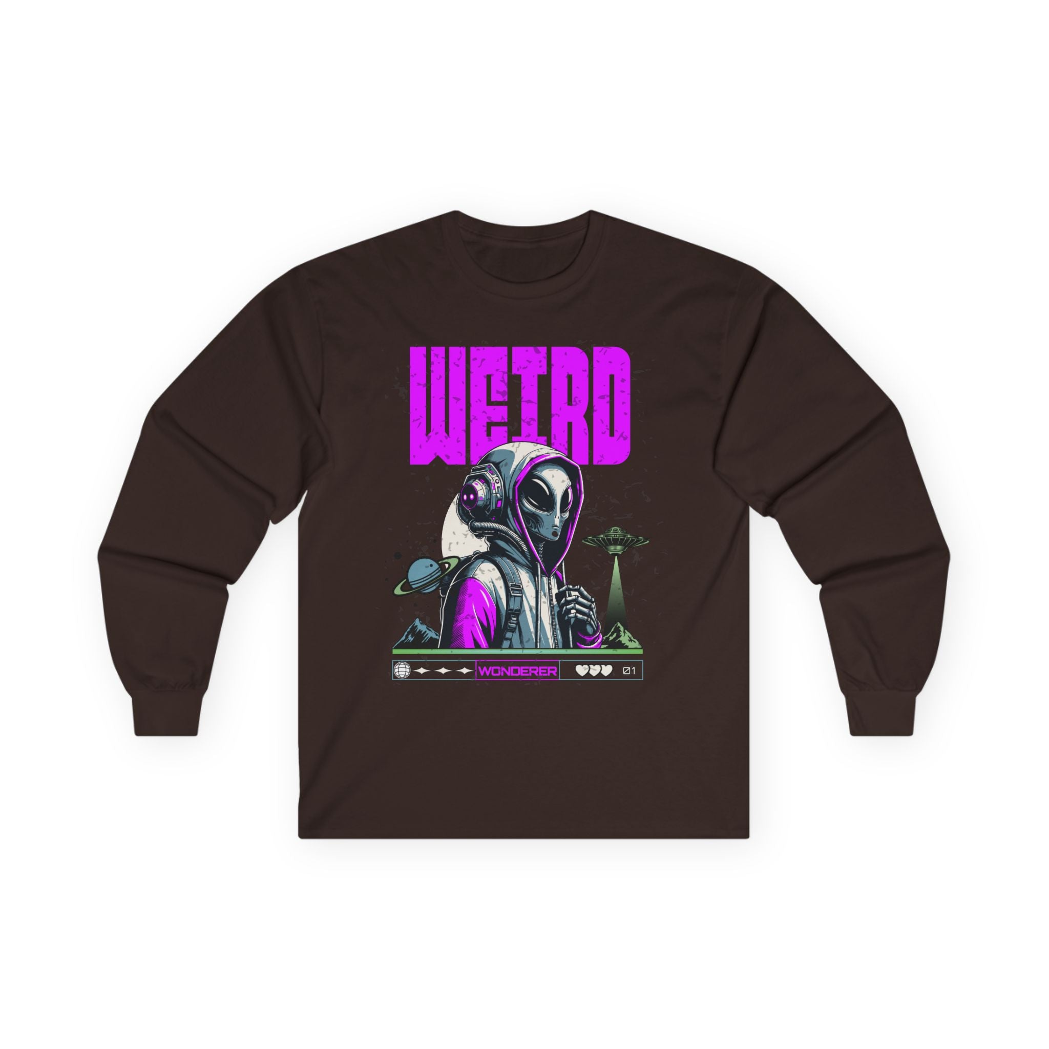 Weird - Unisex Ultra Cotton Long Sleeve Tee (Front) - Damned Threads